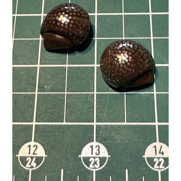 Patricia Von Musulin Vintage Clip-On Earrings Lignum Vitae Wood Sterling Silver - Picture 3 of 6